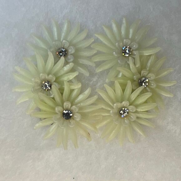 VTG Three flower climber Mod earrings clip style - Picture 2 of 7